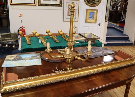 A giltwood pelmet and a similar electrolier Pelmet W.175cm